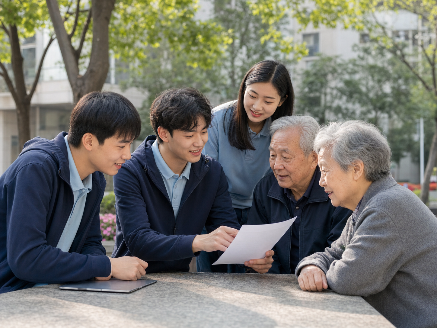 大学生志愿者与社区老人交流公益服务信息